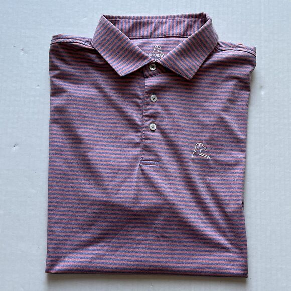 Rhoback Mens Polo Shirt XL Striped Performance Stretch Lightweight Golf Polo - Picture 1 of 11